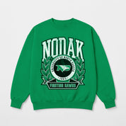 NORTH DAKOTA FIGHTING HAWKS CLASSIC ARCHIVES PREMIUM DROP SHOULDER FLEECE CREWNECK PULLOVER