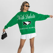 NORTH DAKOTA FIGHTING HAWKS LEGACY CLUB PREMIUM FLEECE DROP SHOULDER CREWNECK PULLOVER