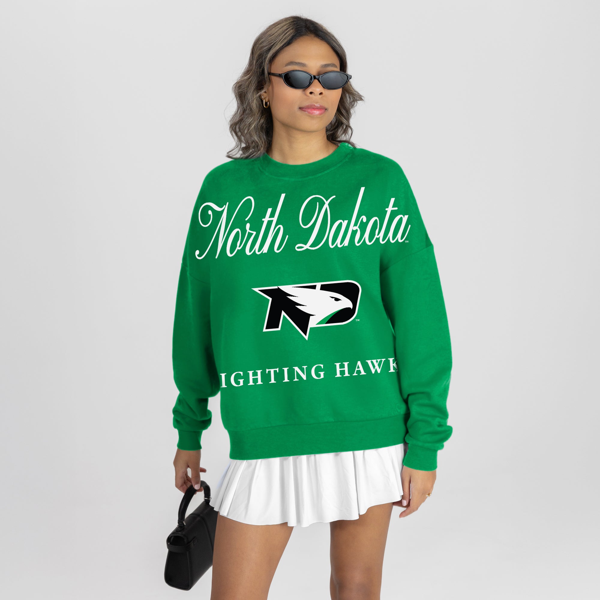 NORTH DAKOTA FIGHTING HAWKS LEGACY CLUB PREMIUM FLEECE DROP SHOULDER CREWNECK PULLOVER