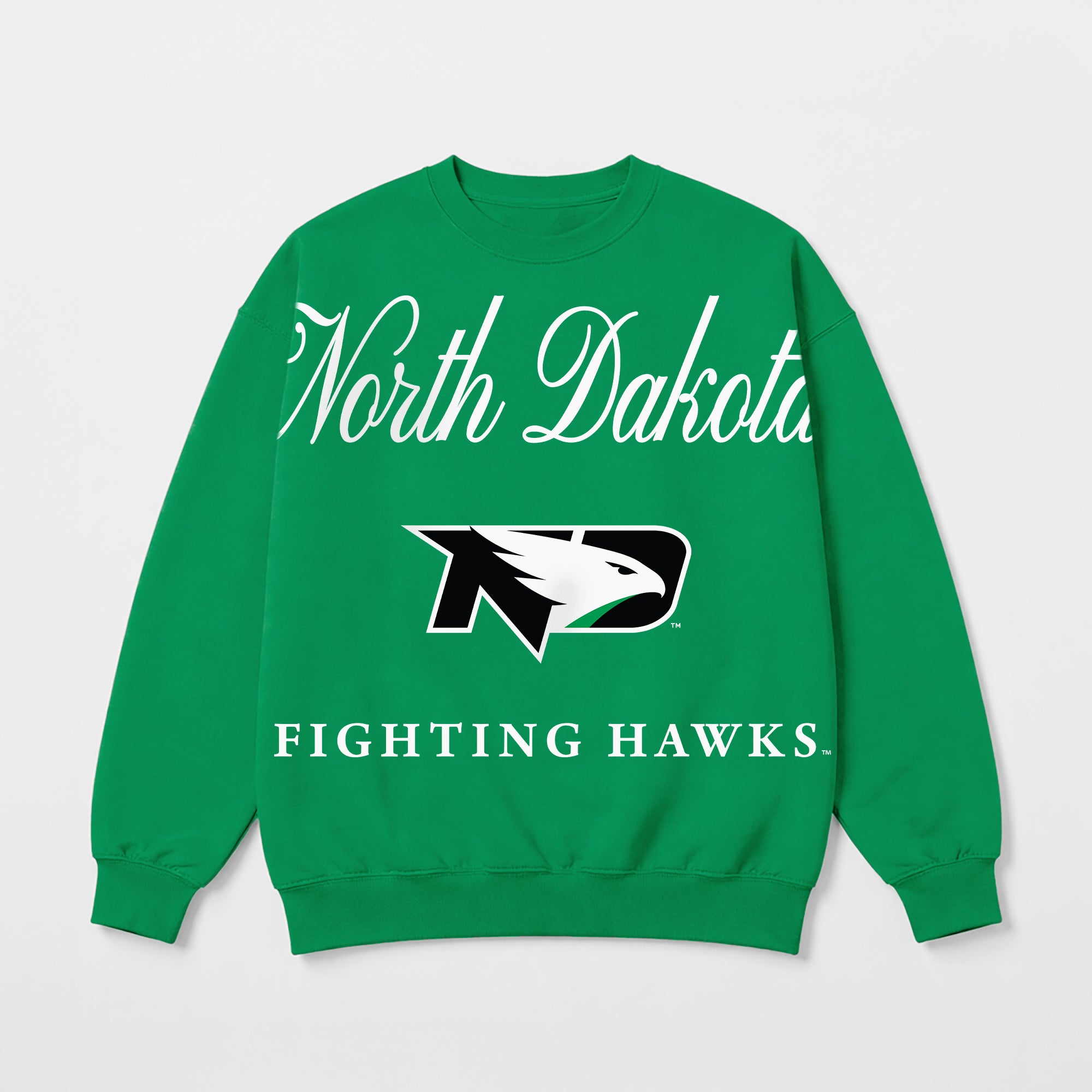 NORTH DAKOTA FIGHTING HAWKS LEGACY CLUB PREMIUM FLEECE DROP SHOULDER CREWNECK PULLOVER