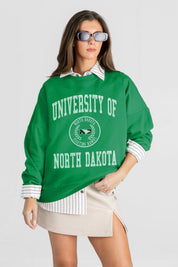 NORTH DAKOTA FIGHTING HAWKS PRIME PLAY PREMIUM FLEECE DROP SHOULDER CREWNECK PULLOVER