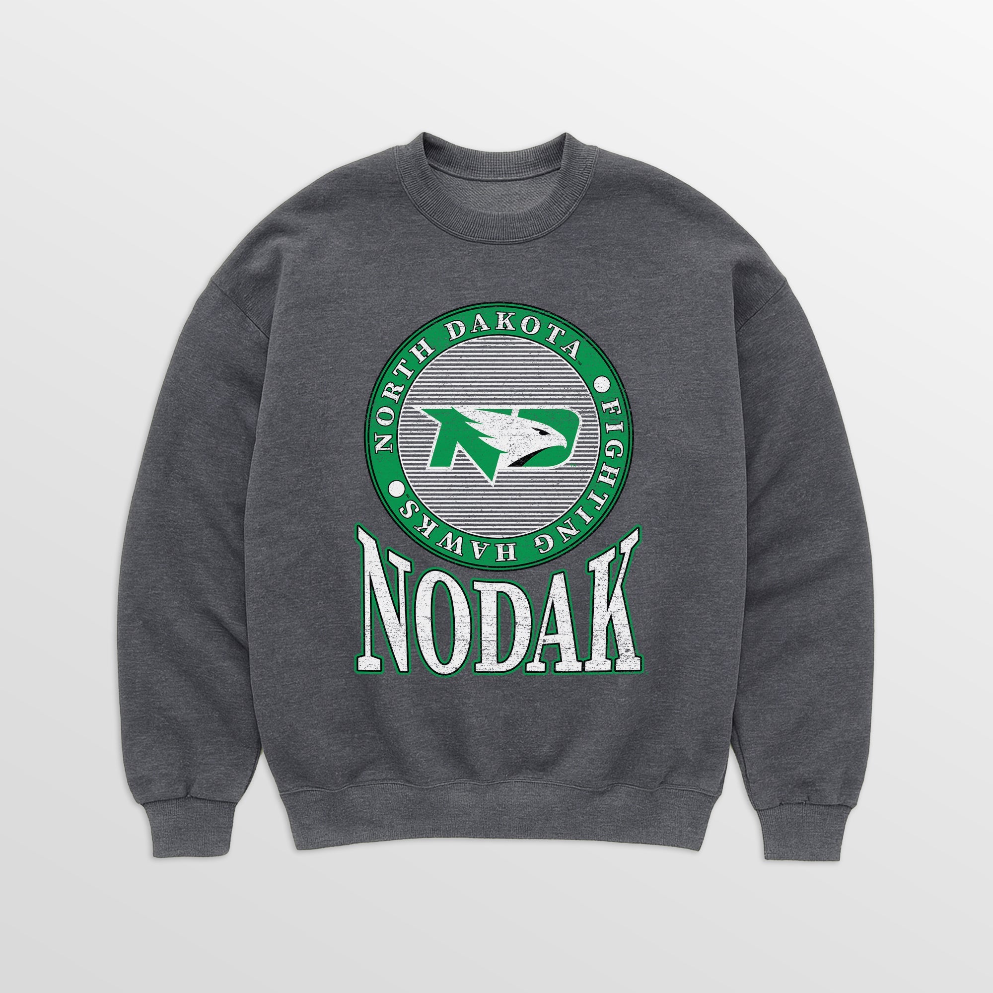 NORTH DAKOTA FIGHTING HAWKS SATURDAY SEAL PREMIUM FLEECE DROP SHOULDER CREWNECK PULLOVER