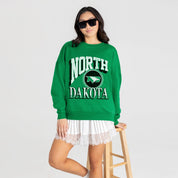 NORTH DAKOTA FIGHTING HAWKS MAIN CHARACTER PREMIUM FLEECE DROP SHOULDER CREWNECK PULLOVER