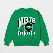 NORTH DAKOTA FIGHTING HAWKS MAIN CHARACTER PREMIUM FLEECE DROP SHOULDER CREWNECK PULLOVER