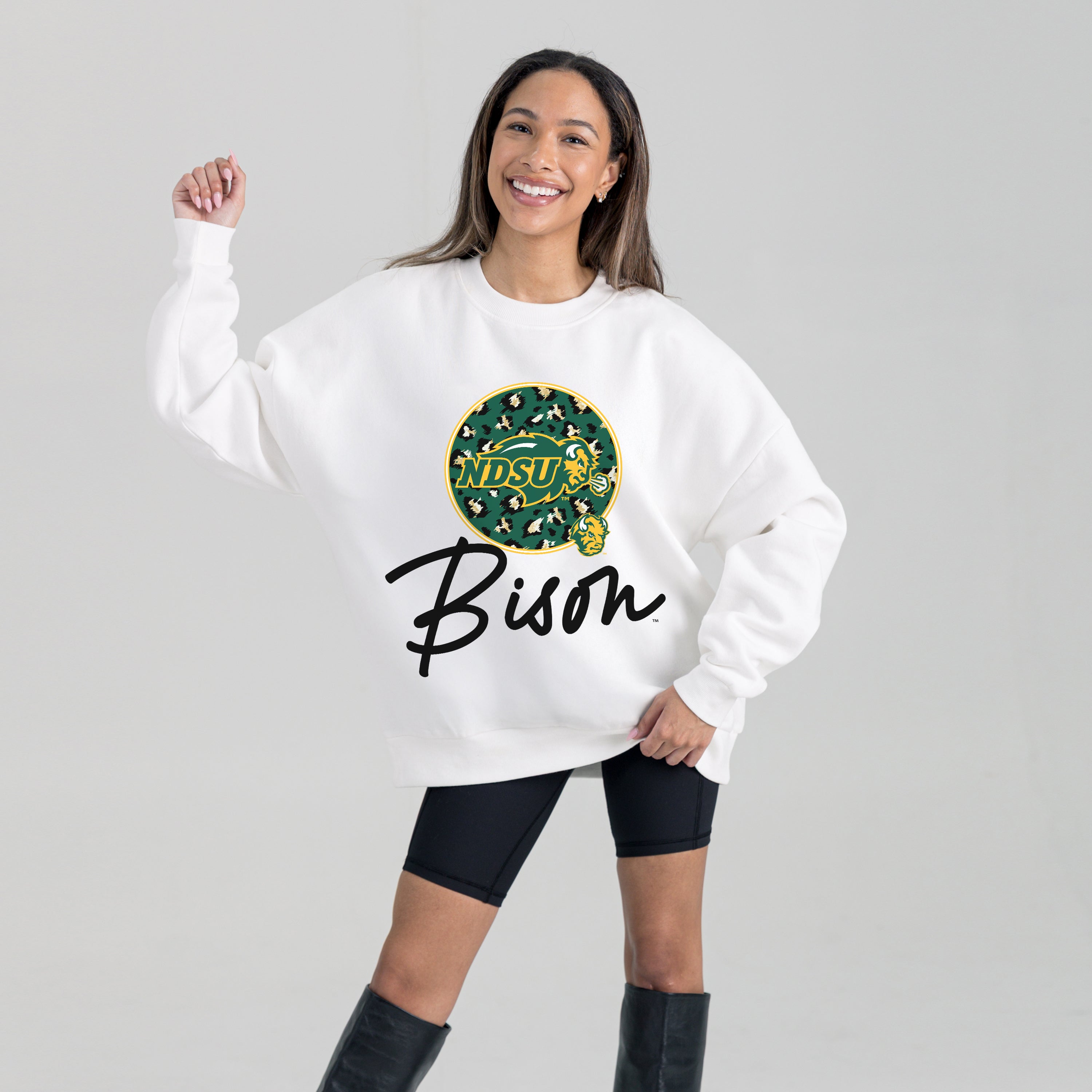 NORTH DAKOTA STATE BISON WILD BREAKTHROUGH PREMIUM FLEECE CREWNECK PULLOVER