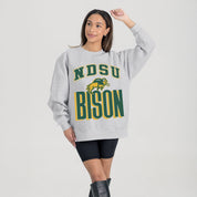 NORTH DAKOTA STATE BISON FIERCE FOCUS PREMIUM FLEECE DROP SHOULDER CREWNECK PULLOVER