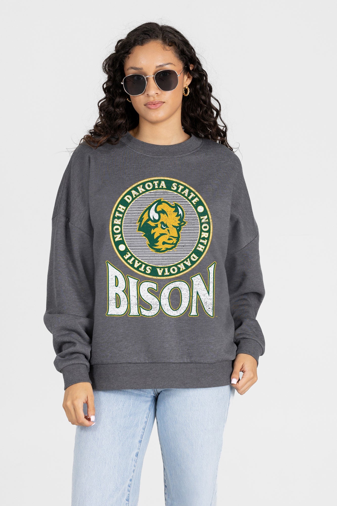 NORTH DAKOTA STATE BISON SATURDAY SEAL PREMIUM FLEECE DROP SHOULDER CREWNECK PULLOVER