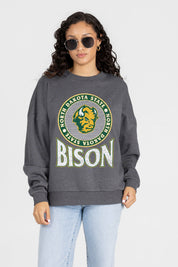 NORTH DAKOTA STATE BISON SATURDAY SEAL PREMIUM FLEECE DROP SHOULDER CREWNECK PULLOVER