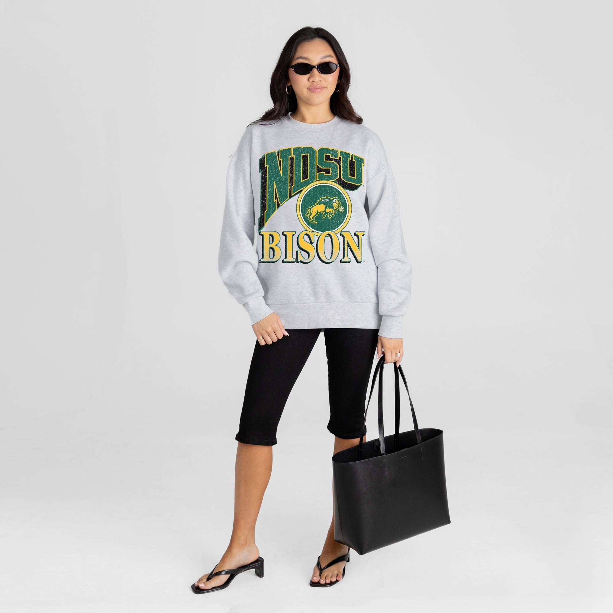 NORTH DAKOTA STATE BISON GAME ON PREMIUM FLEECE DROP SHOULDER CREWNECK PULLOVER