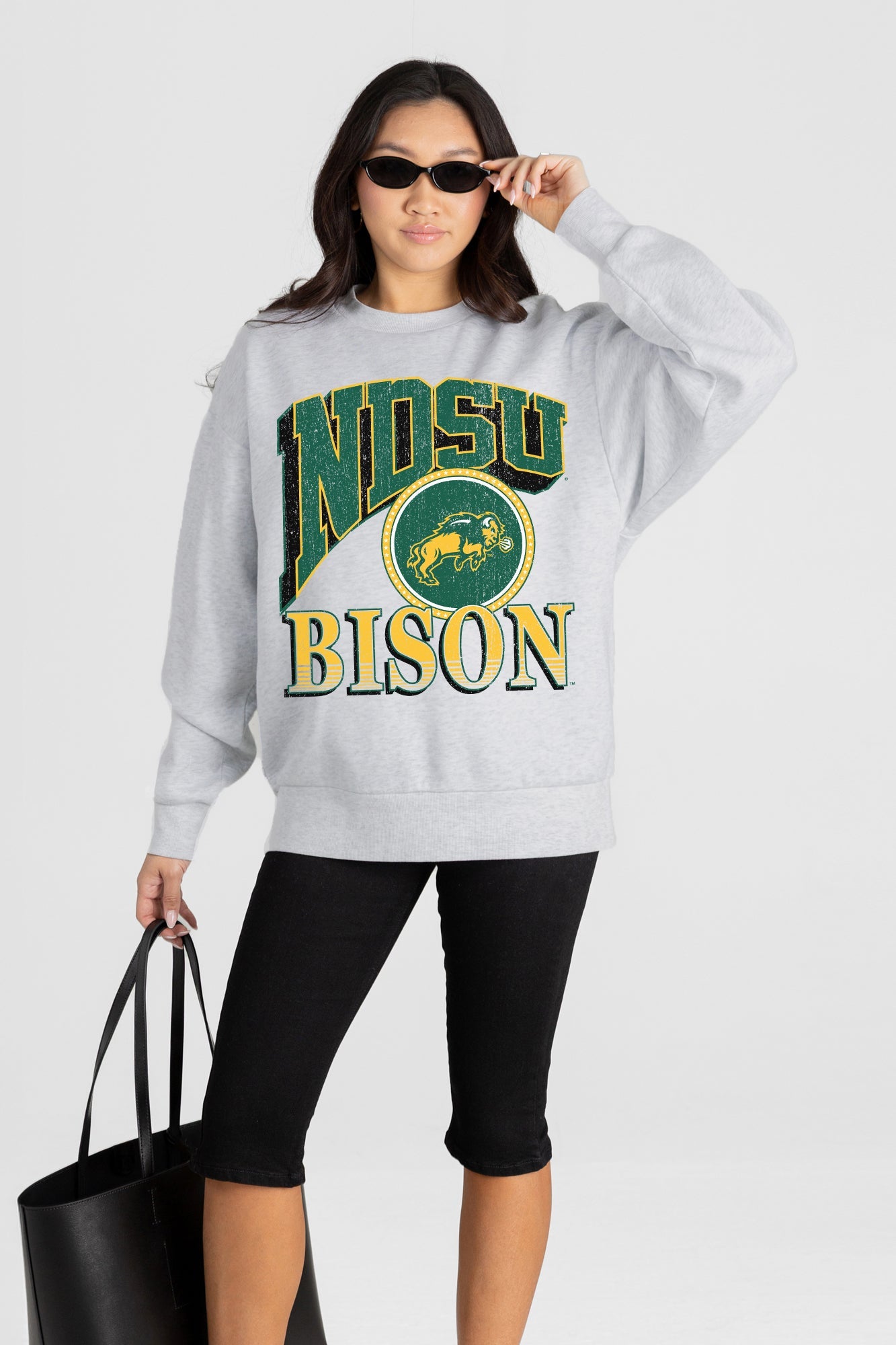NORTH DAKOTA STATE BISON GAME ON PREMIUM FLEECE DROP SHOULDER CREWNECK PULLOVER