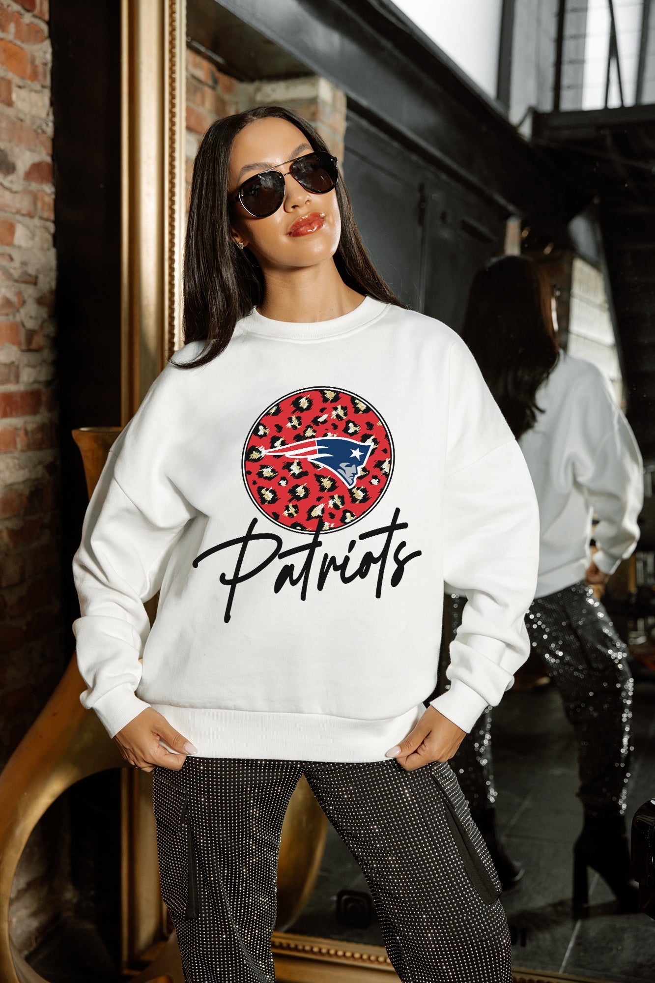NEW ENGLAND PATRIOTS WILD BREAKTHROUGH PREMIUM FLEECE CREWNECK PULLOVER