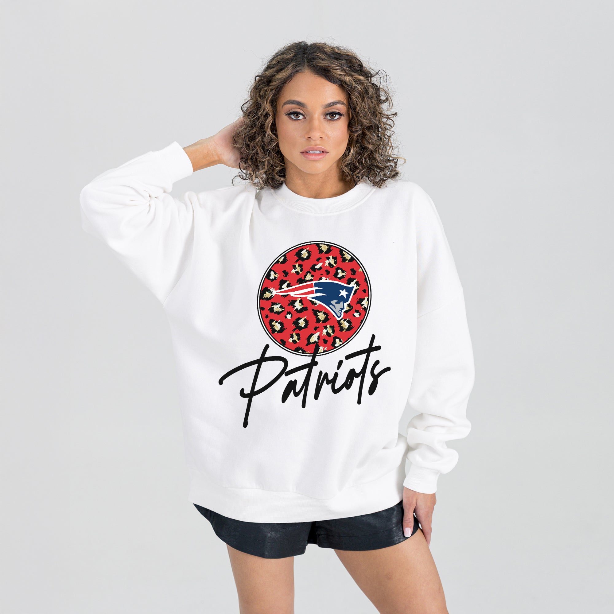 NEW ENGLAND PATRIOTS WILD BREAKTHROUGH PREMIUM FLEECE CREWNECK PULLOVER