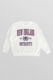 NEW ENGLAND PATRIOTS TIMELESS TRIUMPH PREMIUM FLEECE DROP SHOULDER CREWNECK PULLOVER