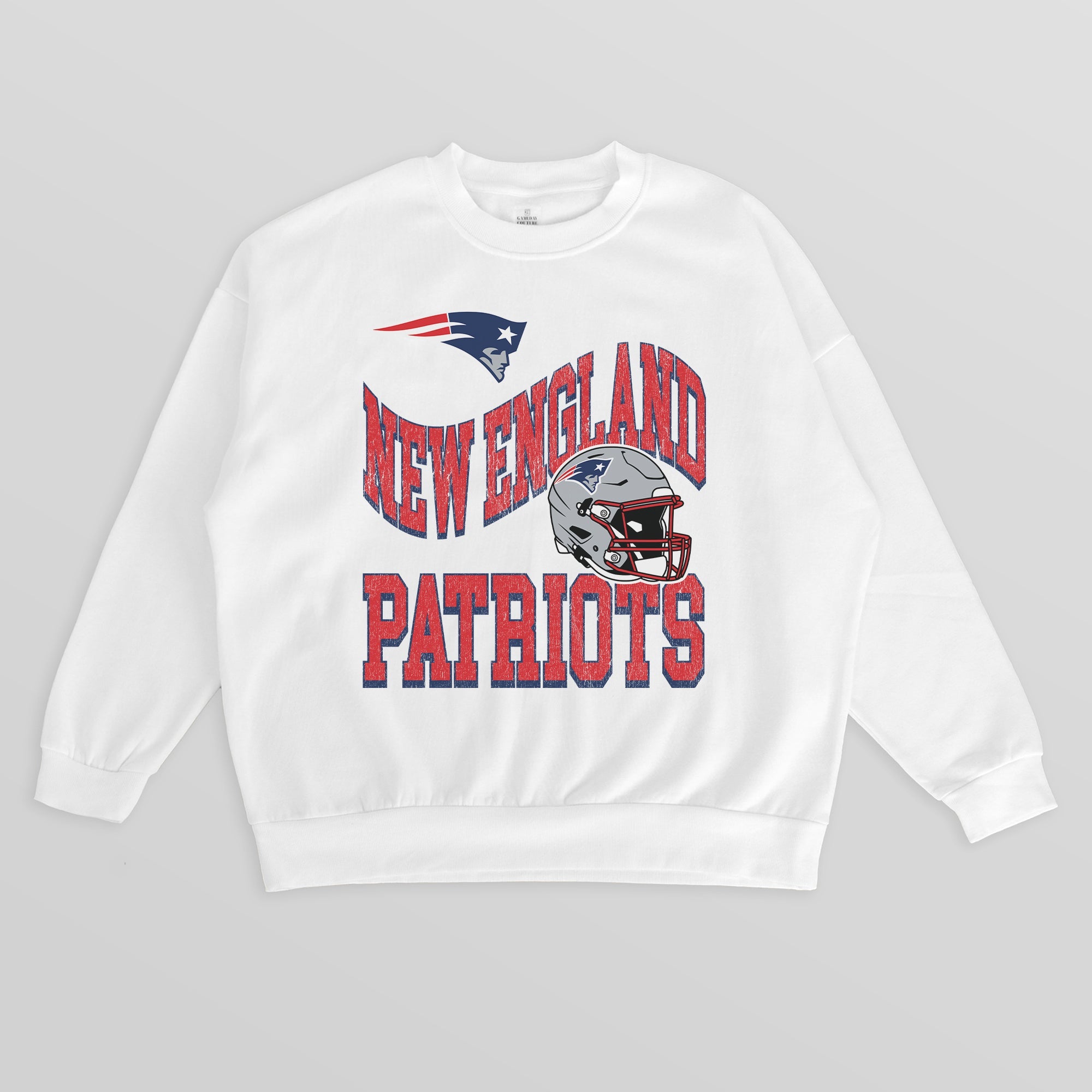 NEW ENGLAND PATRIOTS HARD EARNED PREMIUM FLEECE CREWNECK PULLOVER