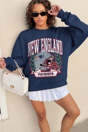 NEW ENGLAND PATRIOTS CLASSIC ARCHIVES PREMIUM FLEECE DROP SHOULDER CREWNECK PULLOVER