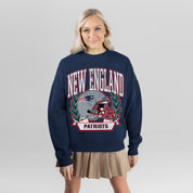 NEW ENGLAND PATRIOTS CLASSIC ARCHIVES PREMIUM FLEECE DROP SHOULDER CREWNECK PULLOVER