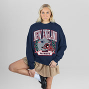 NEW ENGLAND PATRIOTS CLASSIC ARCHIVES PREMIUM FLEECE DROP SHOULDER CREWNECK PULLOVER