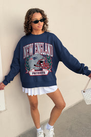 NEW ENGLAND PATRIOTS CLASSIC ARCHIVES PREMIUM FLEECE DROP SHOULDER CREWNECK PULLOVER