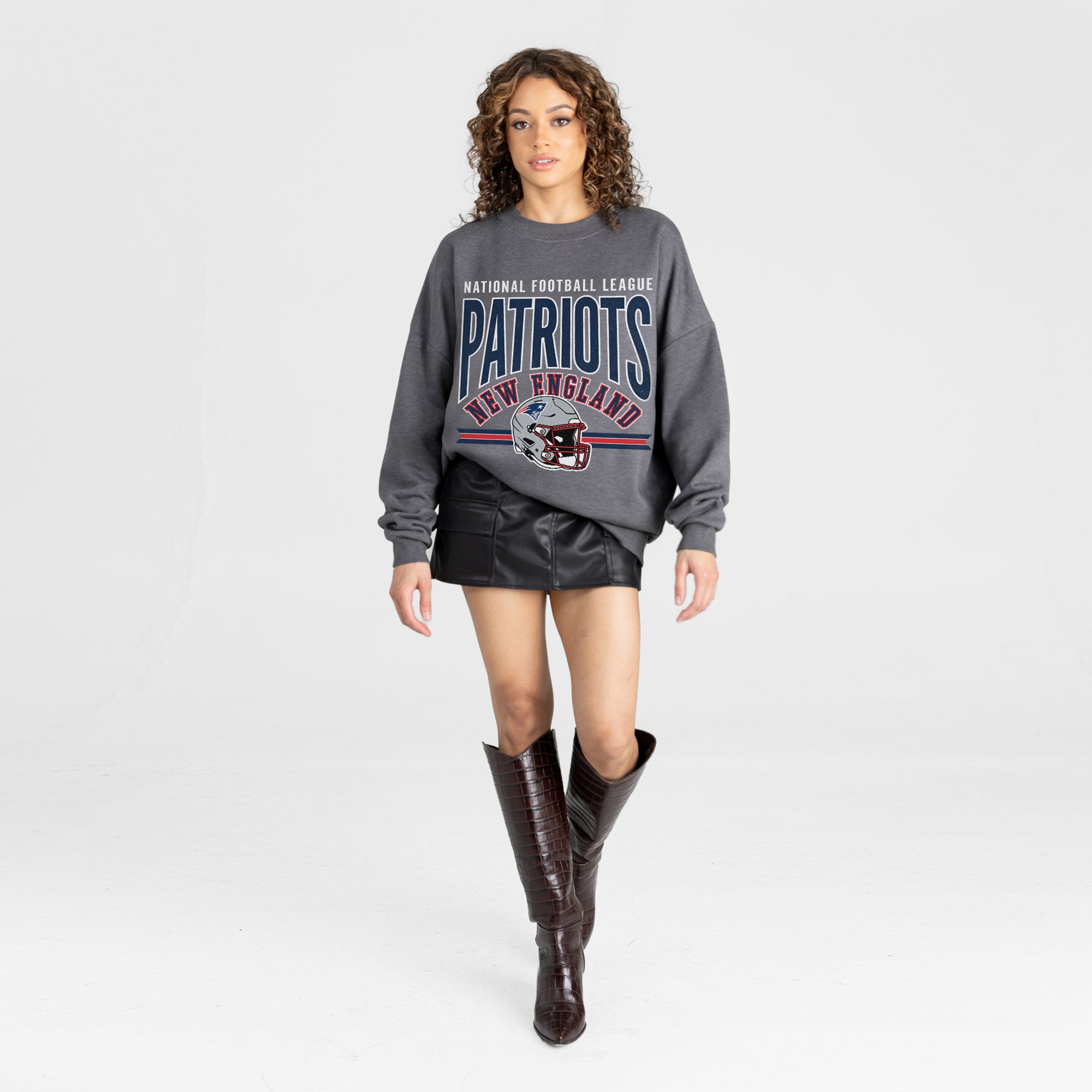 NEW ENGLAND PATRIOTS KICKOFF CLASSIC PREMIUM FLEECE DROP SHOULDER CREWNECK PULLOVER