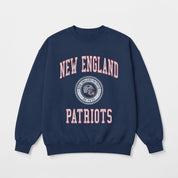 NEW ENGLAND PATRIOTS PRIME PLAY PREMIUM FLEECE DROP SHOULDER CREWNECK PULLOVER