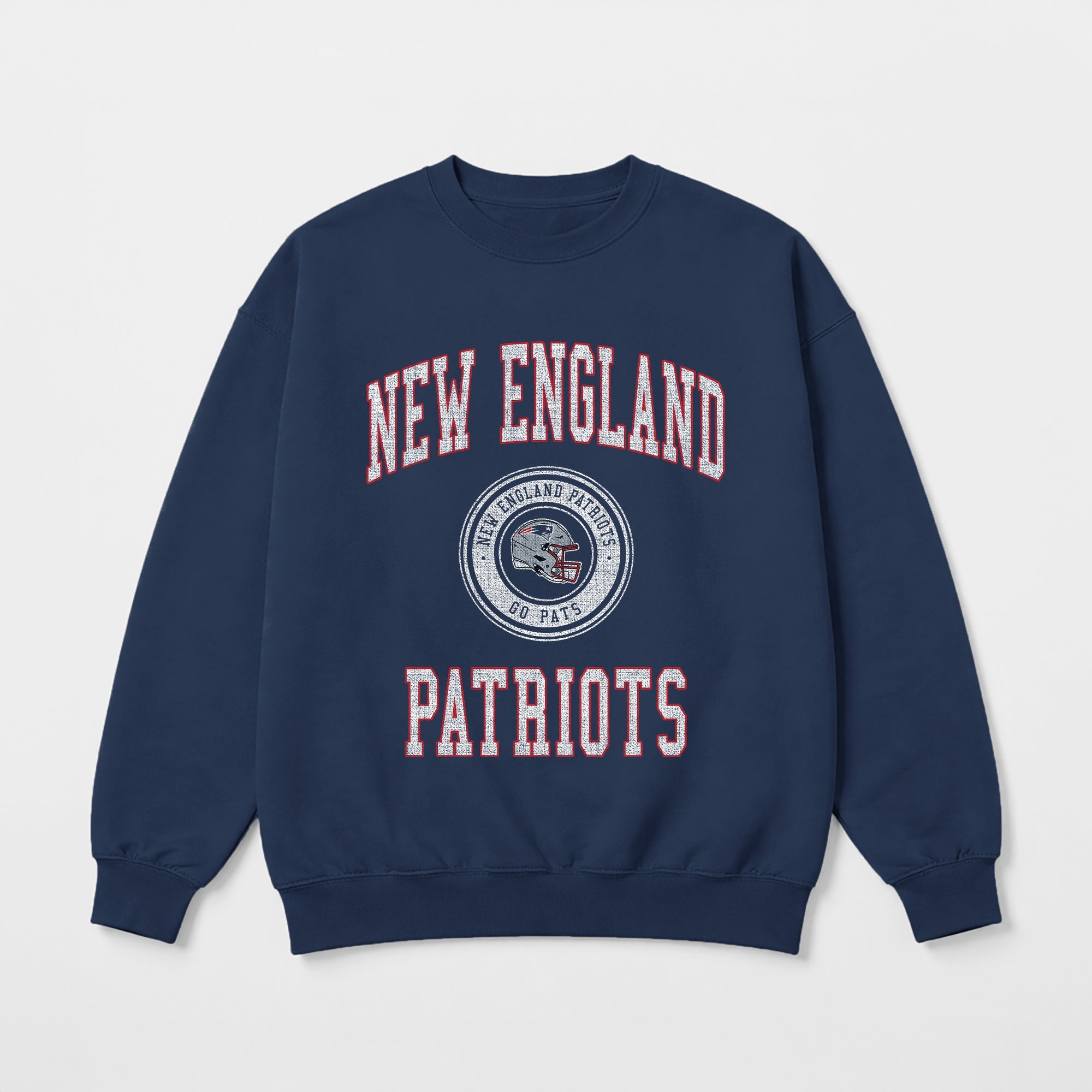 NEW ENGLAND PATRIOTS PRIME PLAY PREMIUM FLEECE DROP SHOULDER CREWNECK PULLOVER