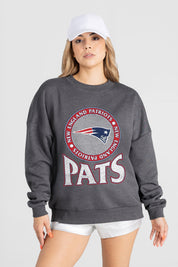 NEW ENGLAND PATRIOTS SATURDAY SEAL PREMIUM FLEECE DROP SHOULDER CREWNECK PULLOVER