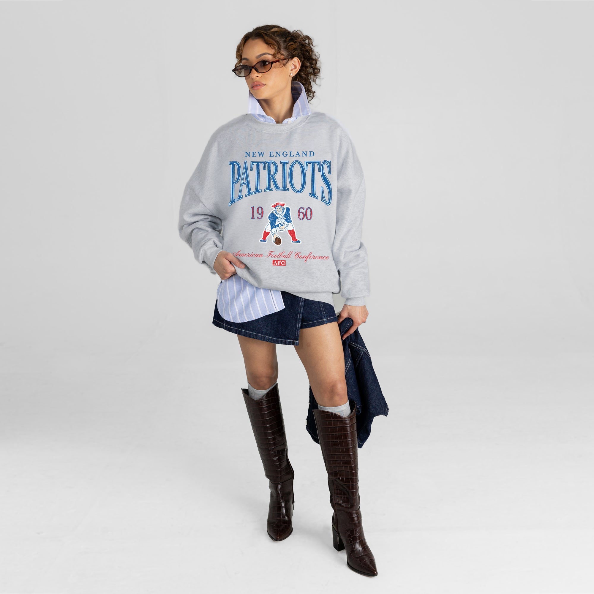 NEW ENGLAND PATRIOTS INSTANT CLASSIC PREMIUM FLEECE DROP SHOULDER CREWNECK PULLOVER