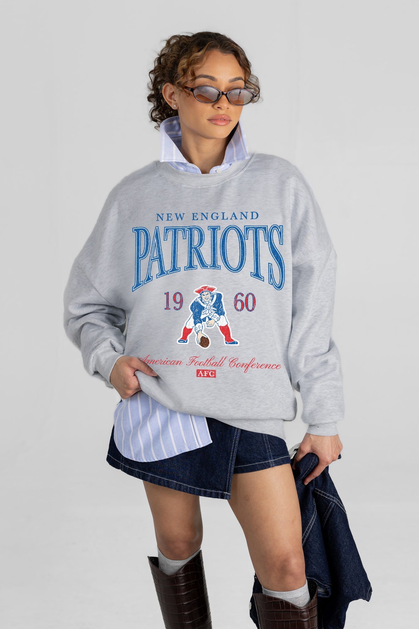NEW ENGLAND PATRIOTS INSTANT CLASSIC PREMIUM FLEECE DROP SHOULDER CREWNECK PULLOVER