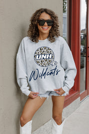 NEW HAMPSHIRE WILDCATS GOING WILD PREMIUM FLEECE DROP SHOULDER CREWNECK PULLOVER
