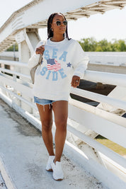 VINTAGE SEA SIDE DROP SHOULDER CREWNECK SWEATSHIRT