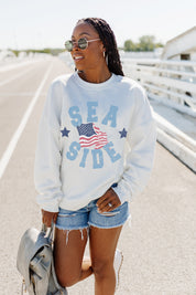 VINTAGE SEA SIDE DROP SHOULDER CREWNECK SWEATSHIRT