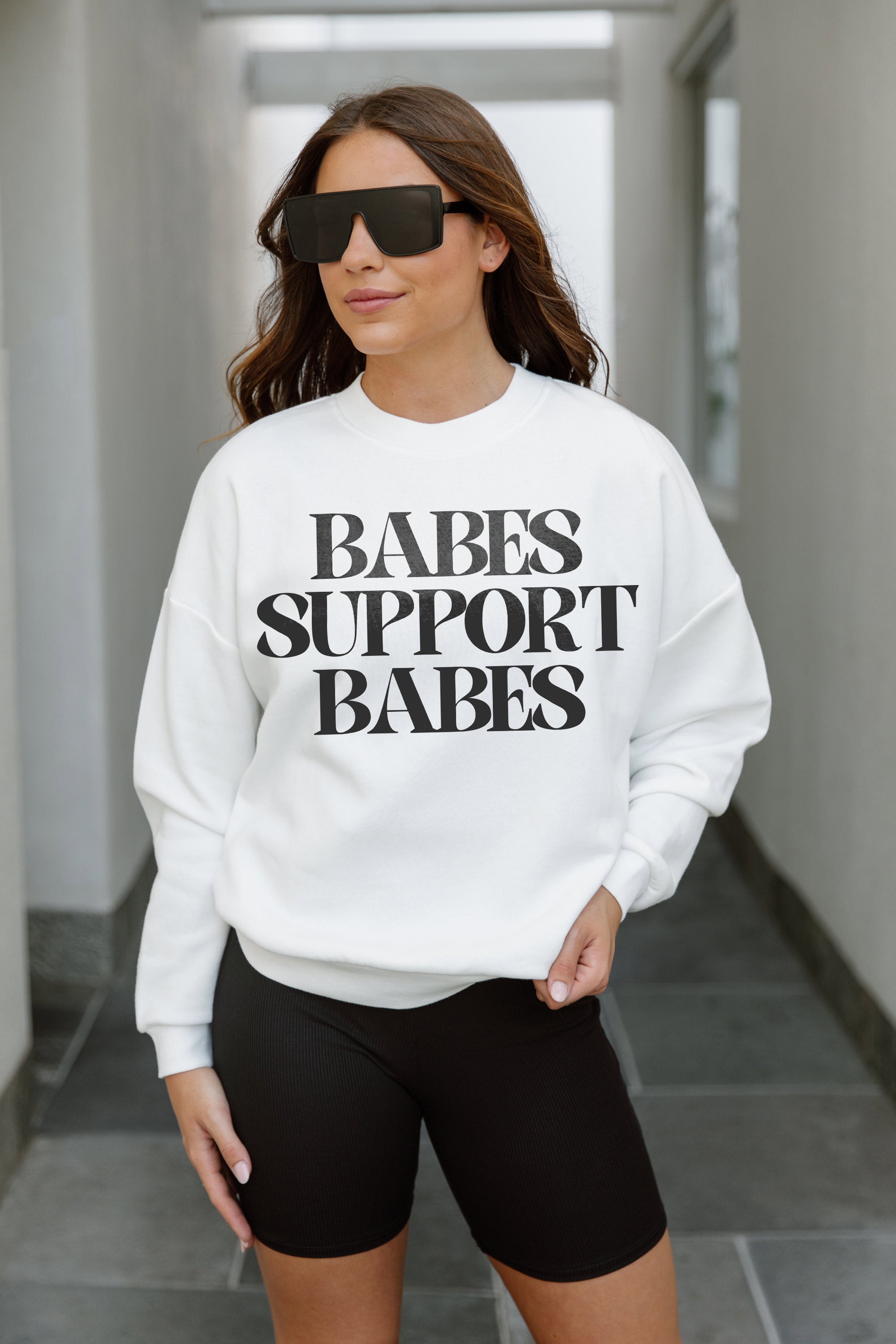 BABES SUPPORT BABES PREMIUM FLEECE DROP SHOULDER CREWNECK PULLOVER