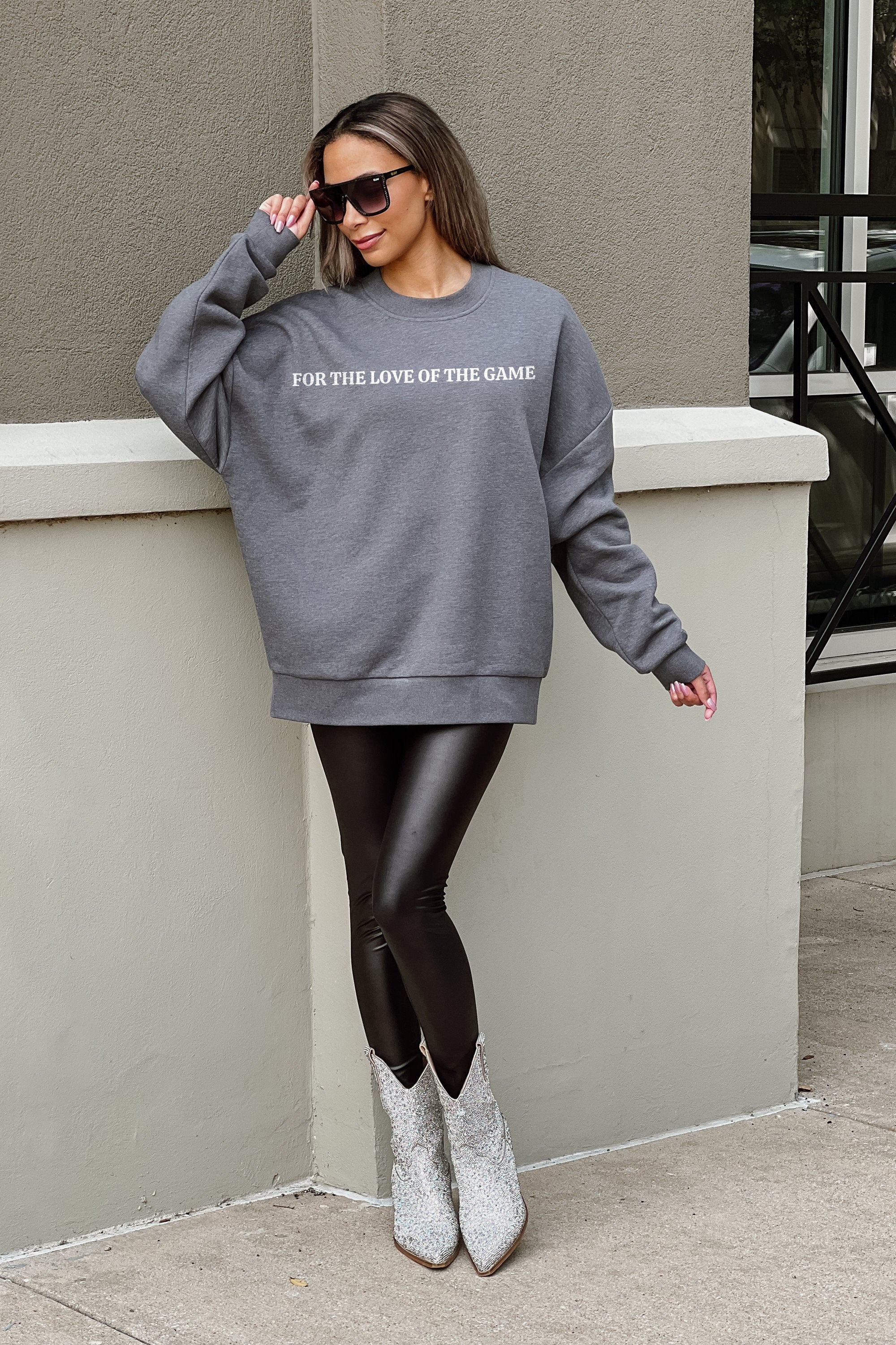 FOR THE LOVE OF THE GAME PREMIUM FLEECE DROP SHOULDER CREWNECK PULLOVER