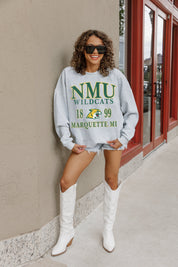 NORTHERN MICHIGAN WILDCATS ALLEGIANCE PREMIUM FLEECE DROP SHOULDER CREWNECK PULLOVER