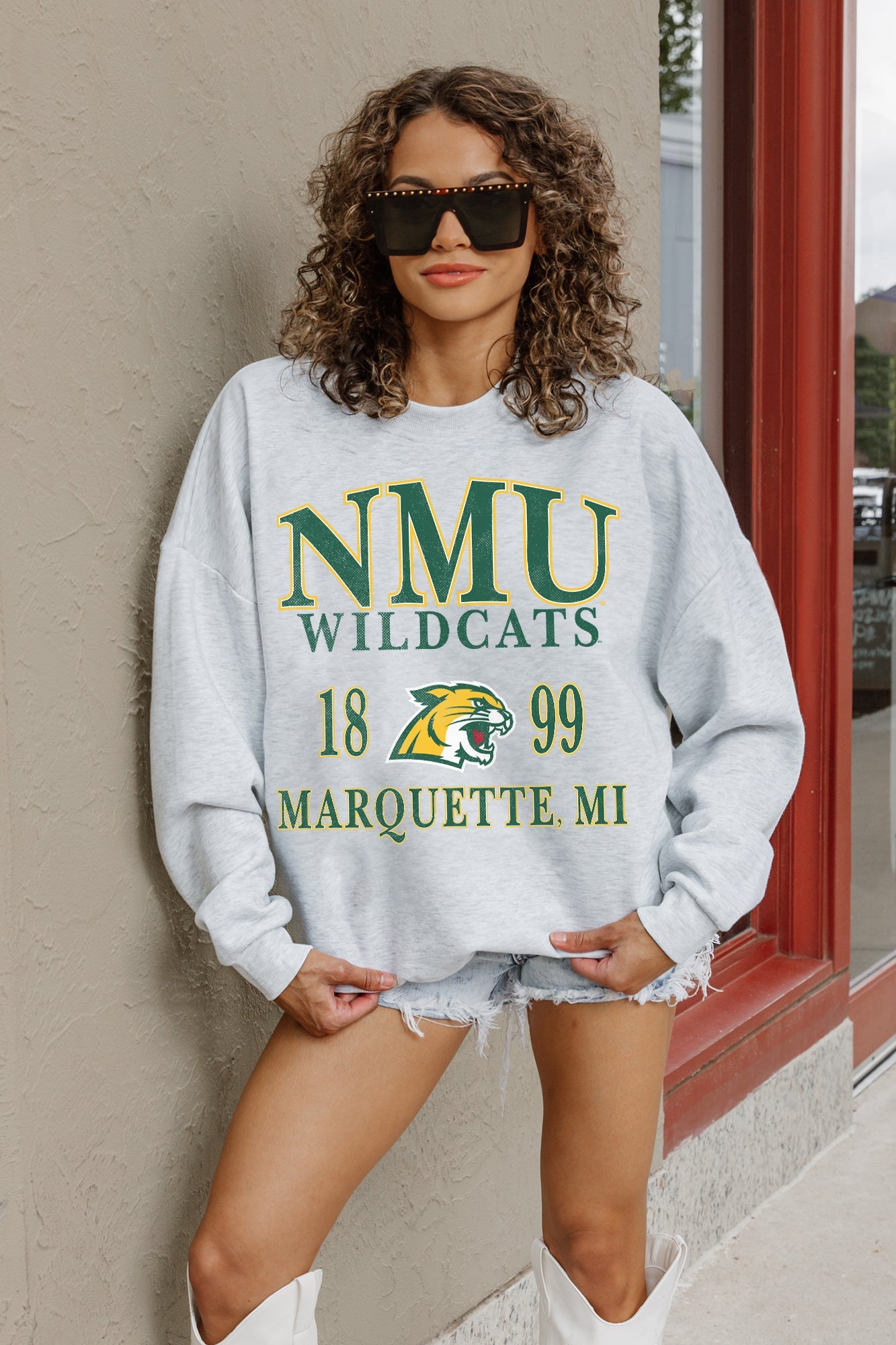 NORTHERN MICHIGAN WILDCATS ALLEGIANCE PREMIUM FLEECE DROP SHOULDER CREWNECK PULLOVER
