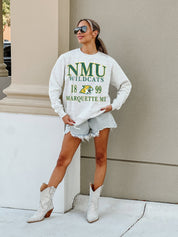 NORTHERN MICHIGAN WILDCATS ALLEGIANCE PREMIUM FLEECE DROP SHOULDER CREWNECK PULLOVER