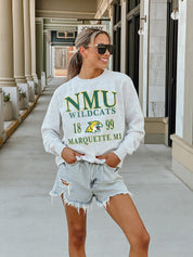 NORTHERN MICHIGAN WILDCATS ALLEGIANCE PREMIUM FLEECE DROP SHOULDER CREWNECK PULLOVER