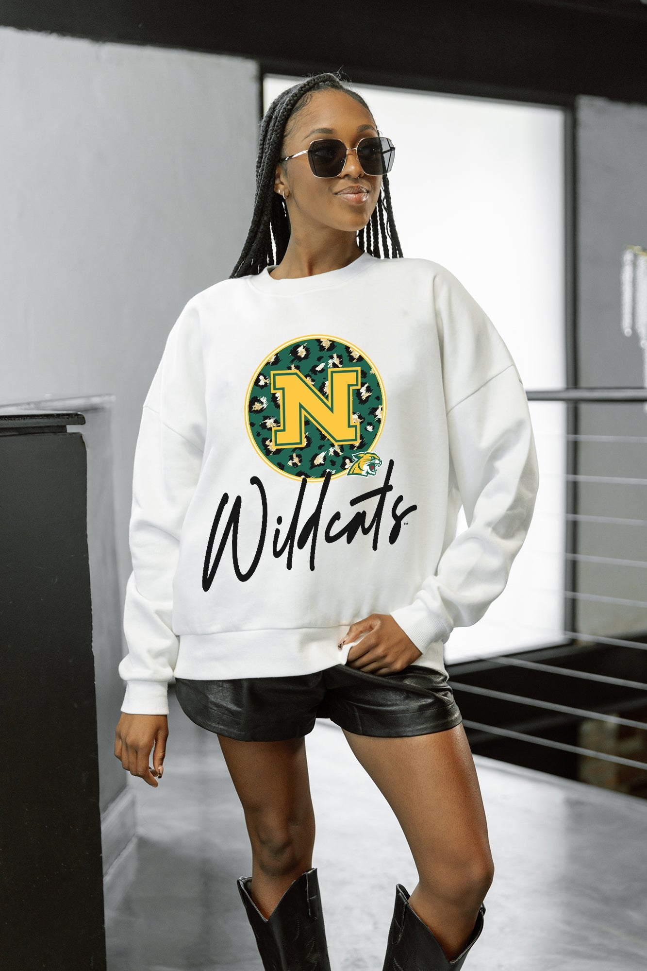 NORTHERN MICHIGAN WILDCATS WILD BREAKTHROUGH PREMIUM FLEECE CREWNECK PULLOVER