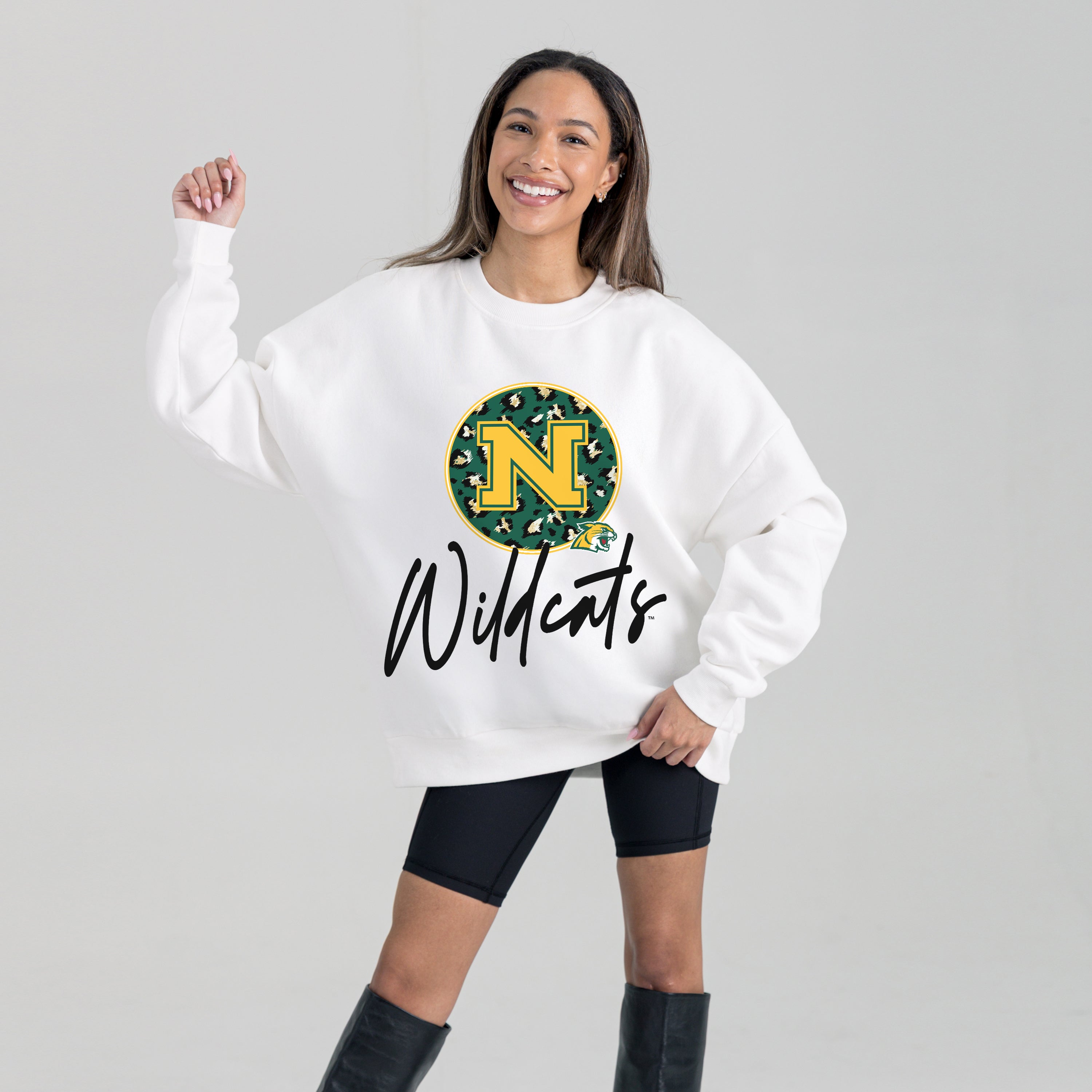 NORTHERN MICHIGAN WILDCATS WILD BREAKTHROUGH PREMIUM FLEECE CREWNECK PULLOVER