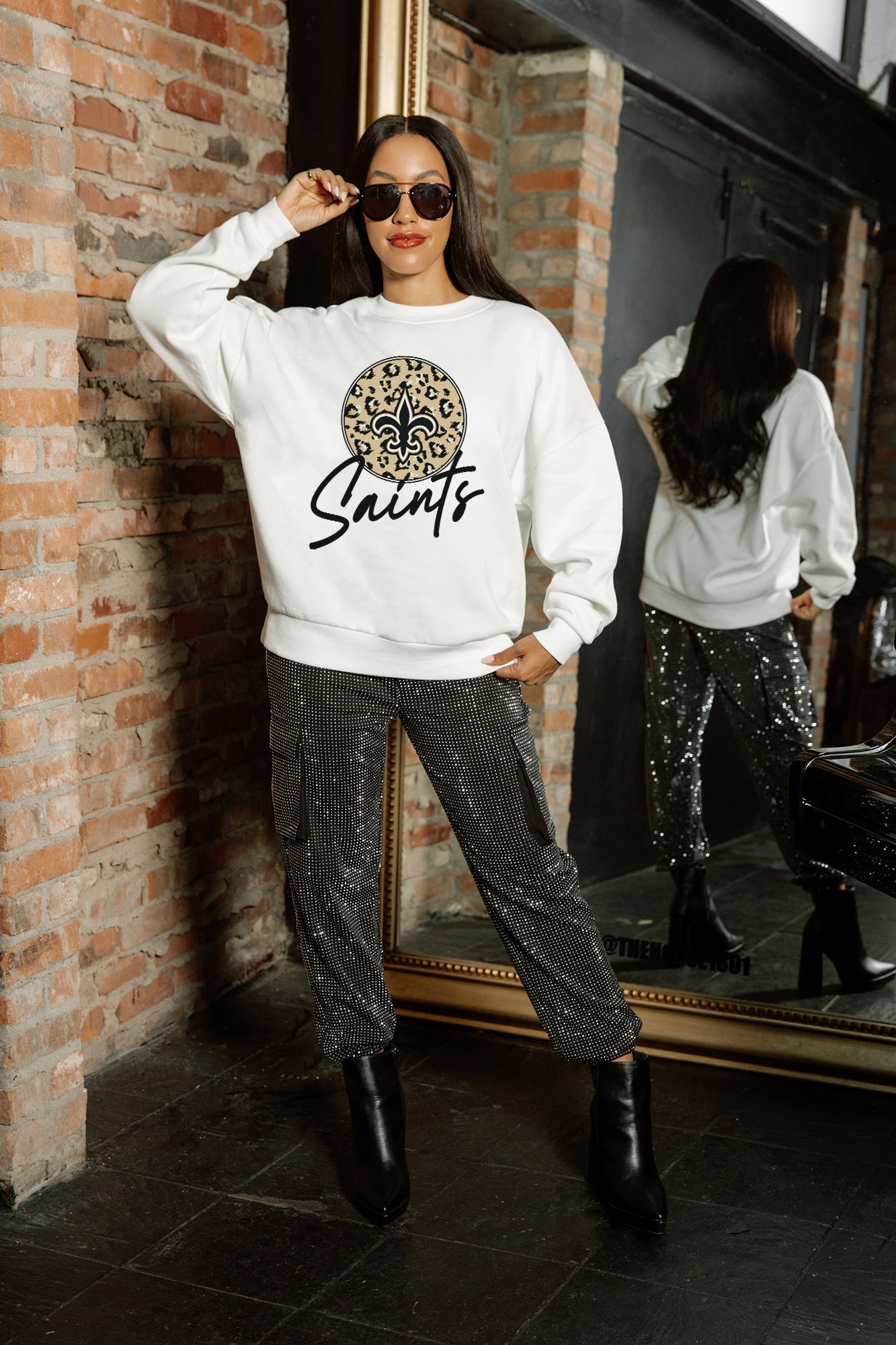NEW ORLEANS SAINTS WILD BREAKTHROUGH PREMIUM FLEECE CREWNECK PULLOVER