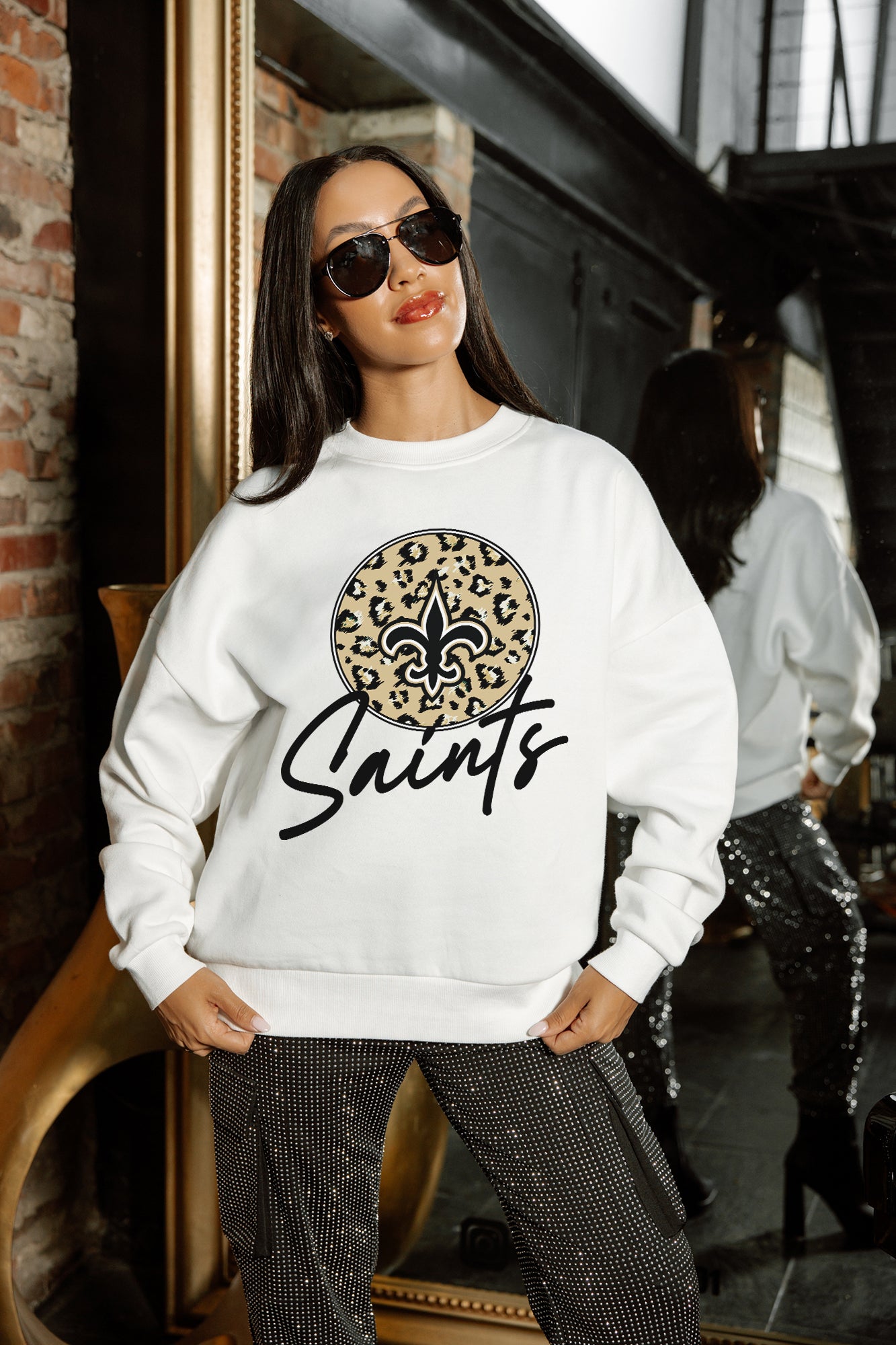 NEW ORLEANS SAINTS WILD BREAKTHROUGH PREMIUM FLEECE CREWNECK PULLOVER