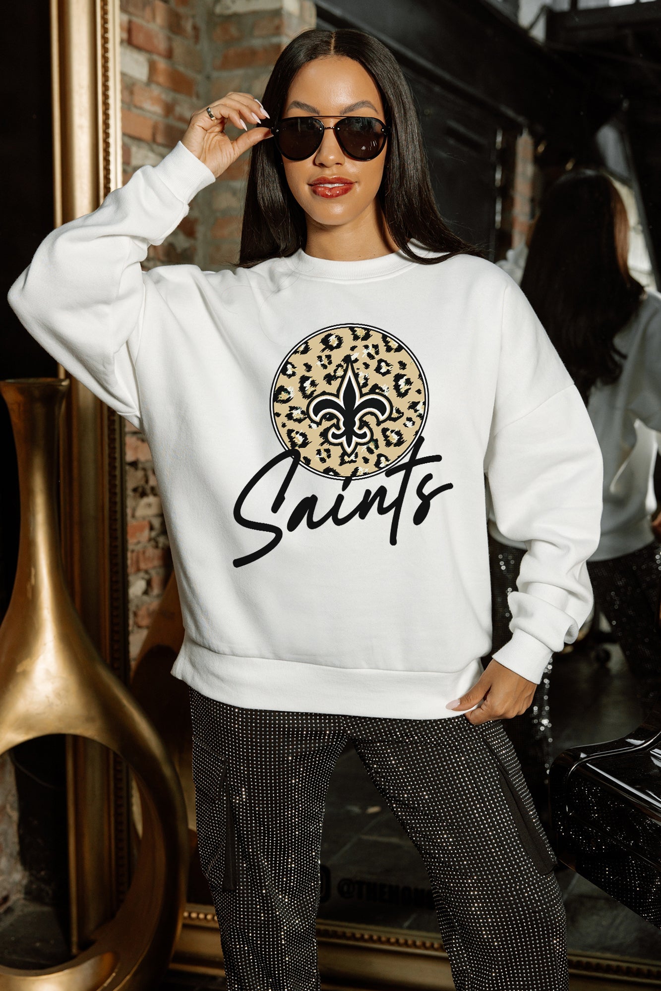 NEW ORLEANS SAINTS WILD BREAKTHROUGH PREMIUM FLEECE CREWNECK PULLOVER