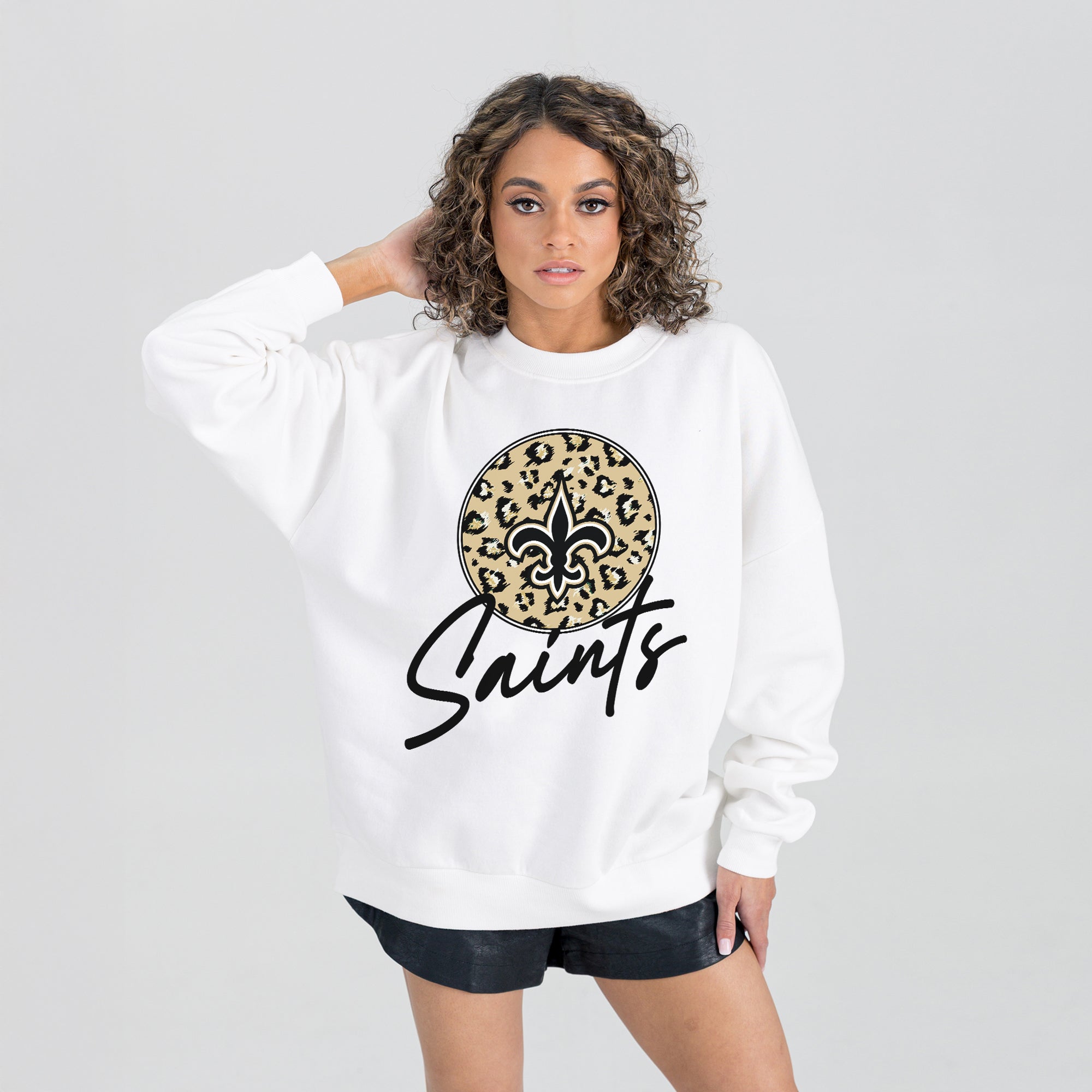NEW ORLEANS SAINTS WILD BREAKTHROUGH PREMIUM FLEECE CREWNECK PULLOVER