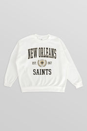 NEW ORLEANS SAINTS TIMELESS TRIUMPH PREMIUM FLEECE DROP SHOULDER CREWNECK PULLOVER