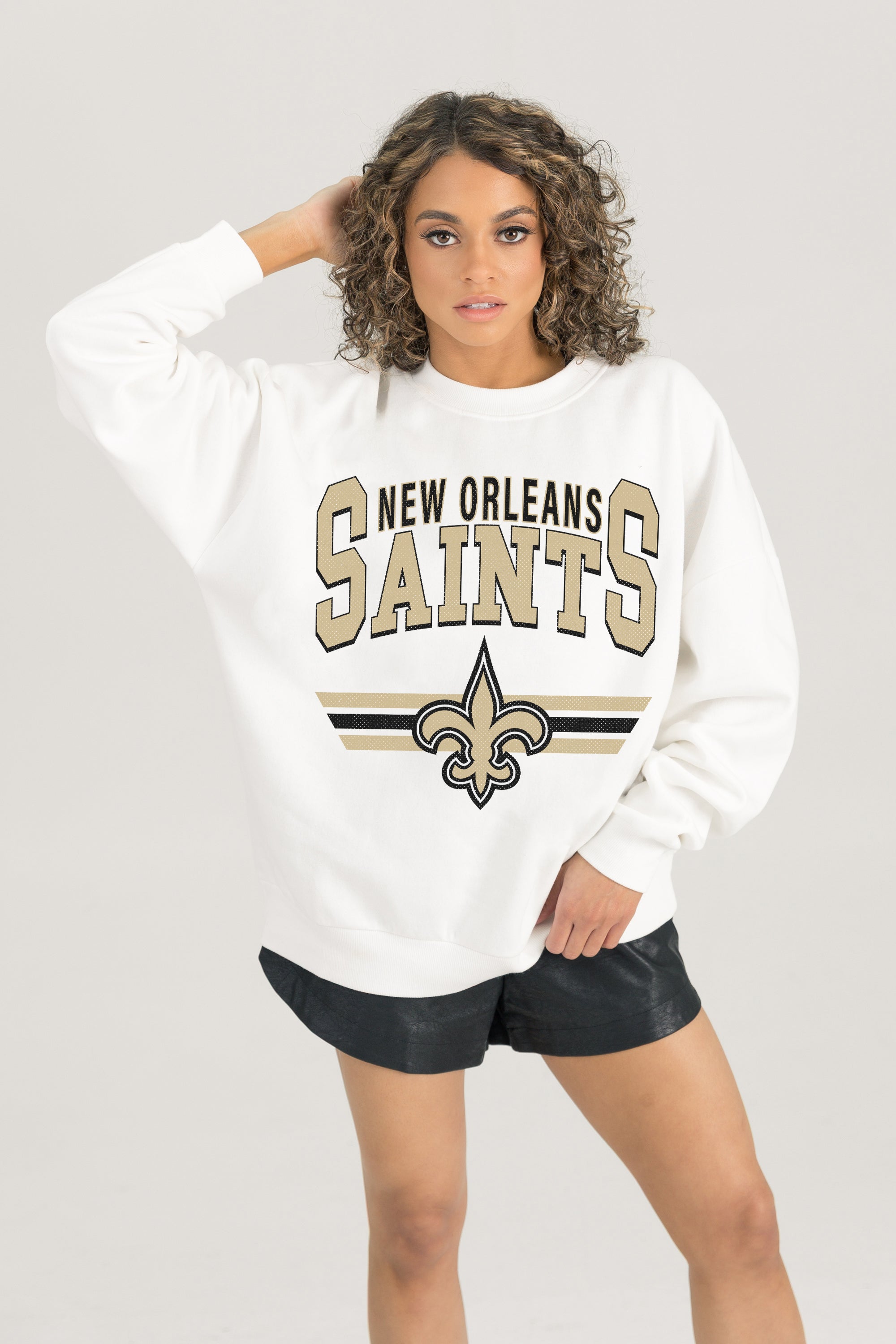 NEW ORLEANS SAINTS SWIFT STRIKE PREMIUM FLEECE CREWNECK PULLOVER