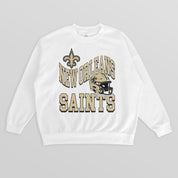 NEW ORLEANS SAINTS HARD EARNED PREMIUM FLEECE CREWNECK PULLOVER