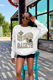 NEW ORLEANS SAINTS HARD EARNED PREMIUM FLEECE CREWNECK PULLOVER