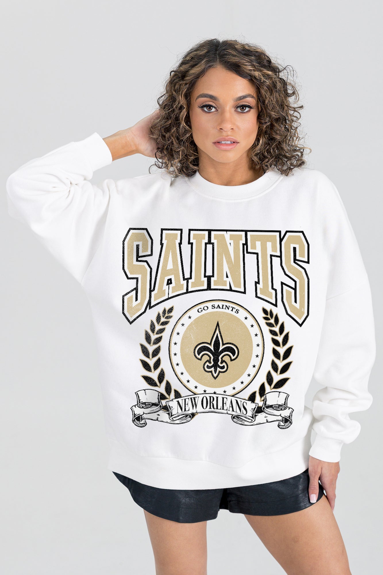 NEW ORLEANS SAINTS STAY COOL PREMIUM FLEECE CREWNECK PULLOVER