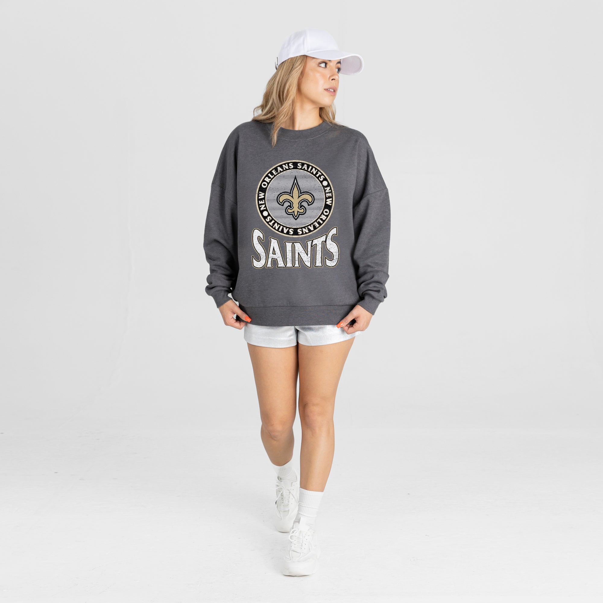 NEW ORLEANS SAINTS SATURDAY SEAL PREMIUM FLEECE DROP SHOULDER CREWNECK PULLOVER