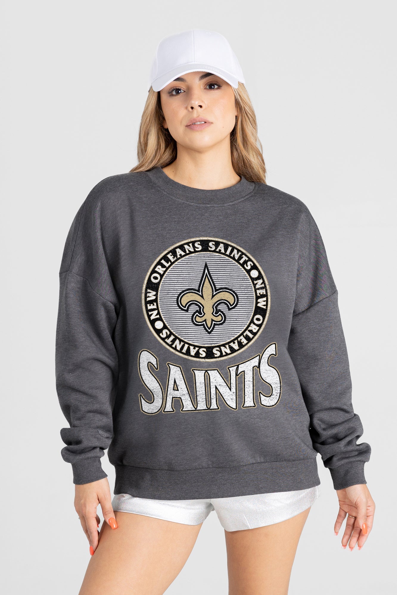 NEW ORLEANS SAINTS SATURDAY SEAL PREMIUM FLEECE DROP SHOULDER CREWNECK PULLOVER